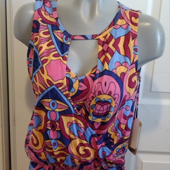 Satva NWT Swirl Tile Print Organic Cotton Ladies Medium w/Cutouts - Picture 4 of 5